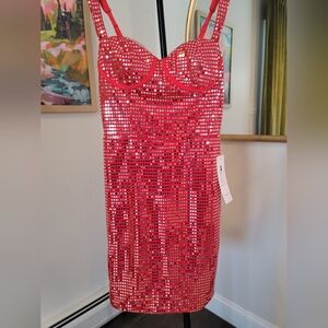 NWT Wear Your Love Red Disco Ball Dress Adjustable Straps Size 2